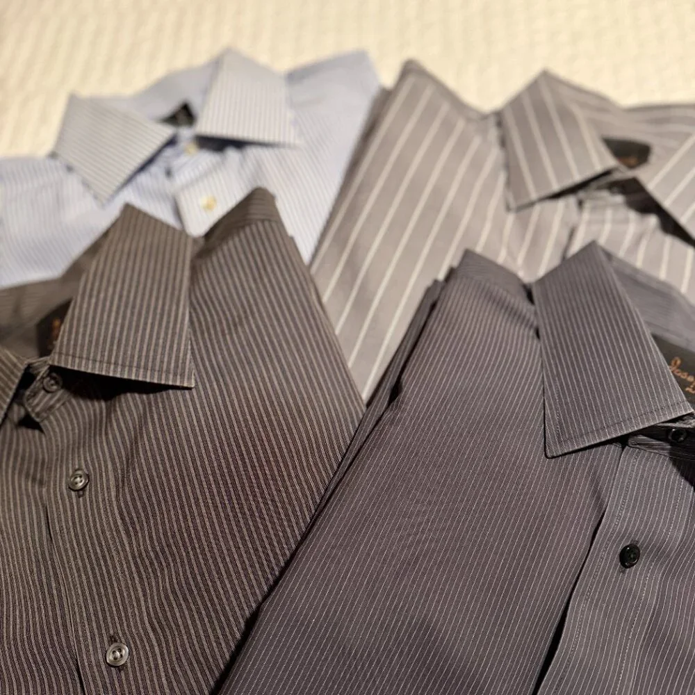 JOSEPH A BANKS MENS DRESS SHIRTS, SET OF 4, SIZE 16.5 X 34, 100% NO-IRON COTTON - Picture 3 of 16